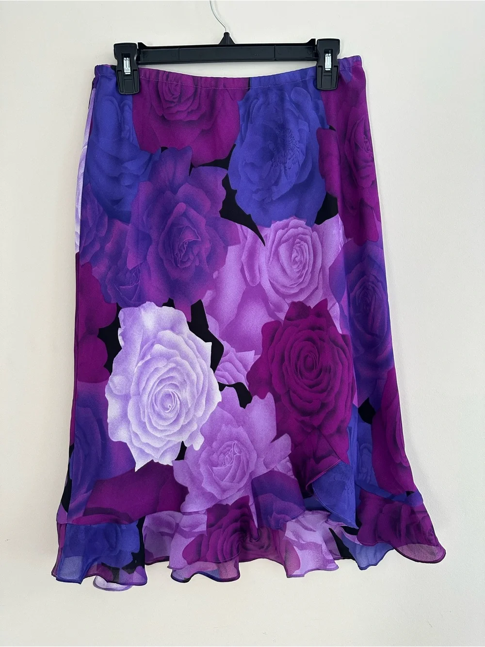 Donna Ricco Purple Rose Print Two-Piece Skirt Set Sz. 12 NWOT